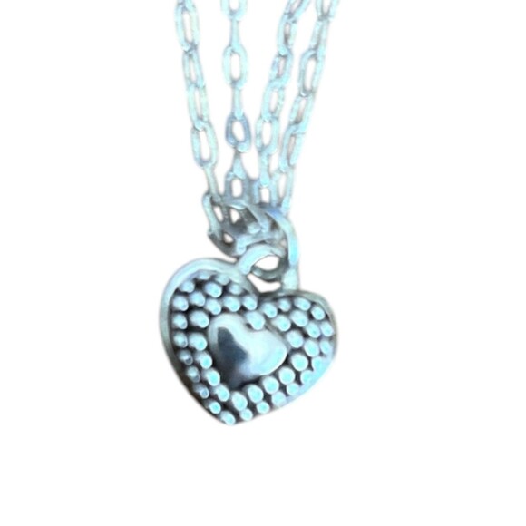 Napier Double Strand Silvertone Heart Pendant Delicate 16" Necklace - Picture 1 of 4